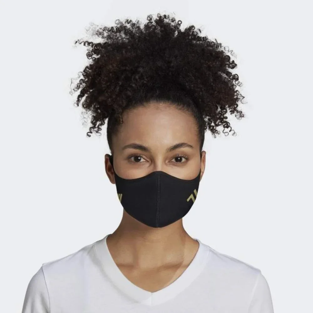 New 3 PCS Adidas Black & Gold Juventus Non-Medical Reusable Face Mask Size M/L - Picture 1 of 11